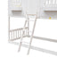 Twin over Twin House Bunk Bed with Roof , Window, Window Box, Door , with Safety Guardrails and Ladder,White - Korvel