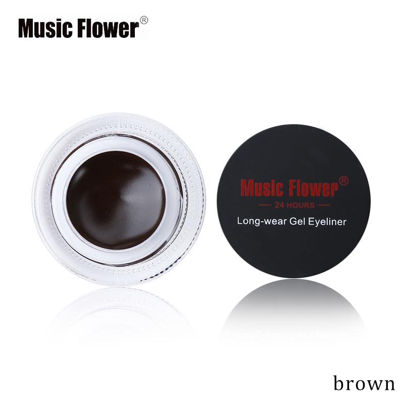 Music Flower Brand Black Waterproof Eyeliner Gel Makeup Cosmetic Gel Eye Liner With Brush 24 Hours Long-lasting - Korvel