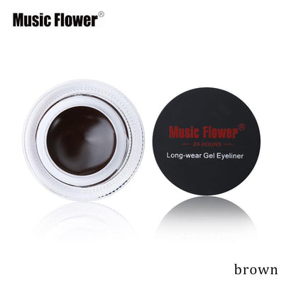 Music Flower Brand Black Waterproof Eyeliner Gel Makeup Cosmetic Gel Eye Liner With Brush 24 Hours Long-lasting - Korvel