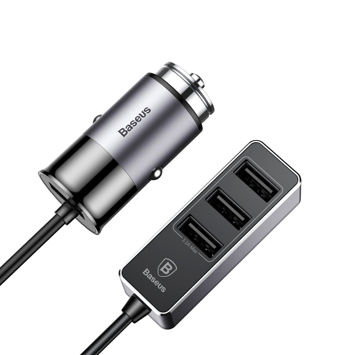 Baseus 4-Port Fast Car Charger - 5.5A Multi USB Adapter