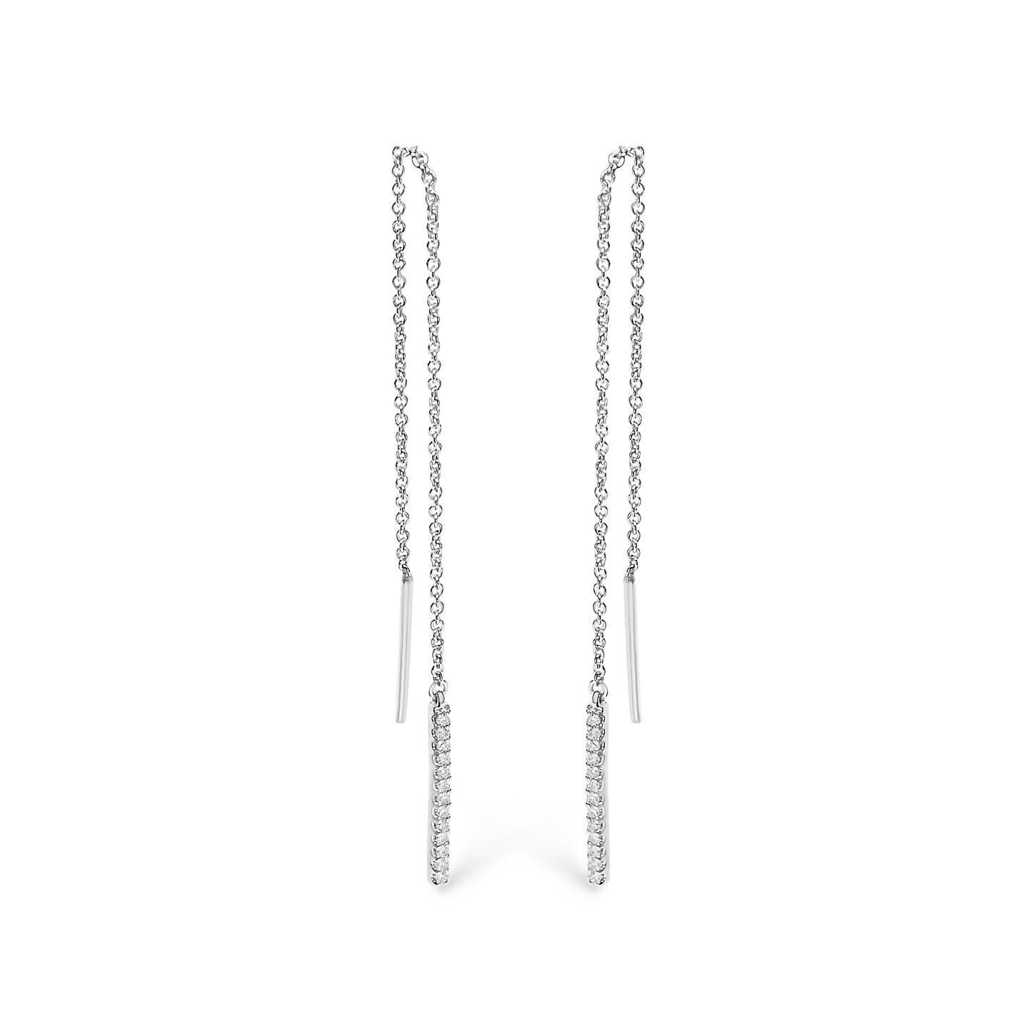 Pendientes Threader de Diamantes en Oro Blanco de 10K 1/10 Cttw