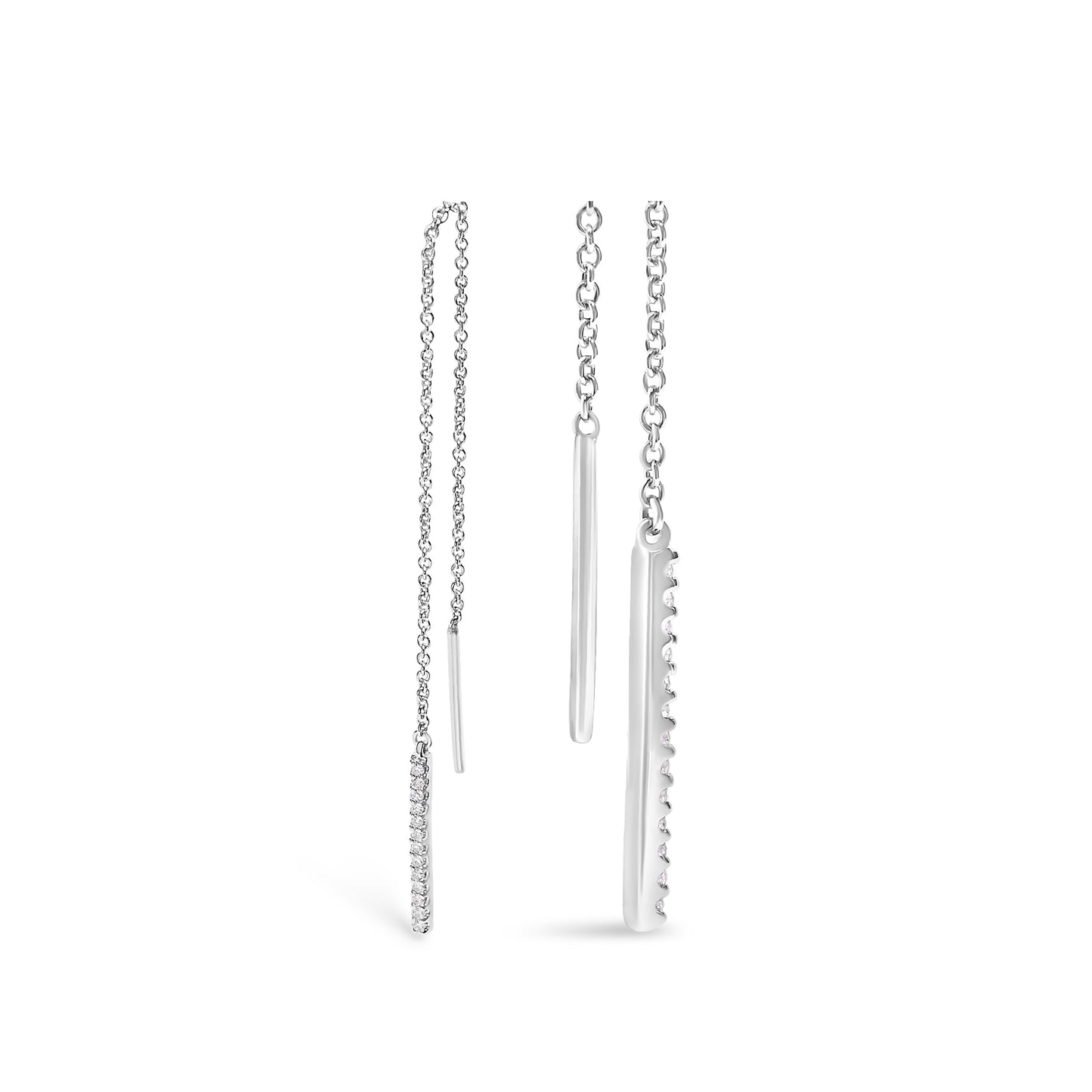 Pendientes Threader de Diamantes en Oro Blanco de 10K 1/10 Cttw
