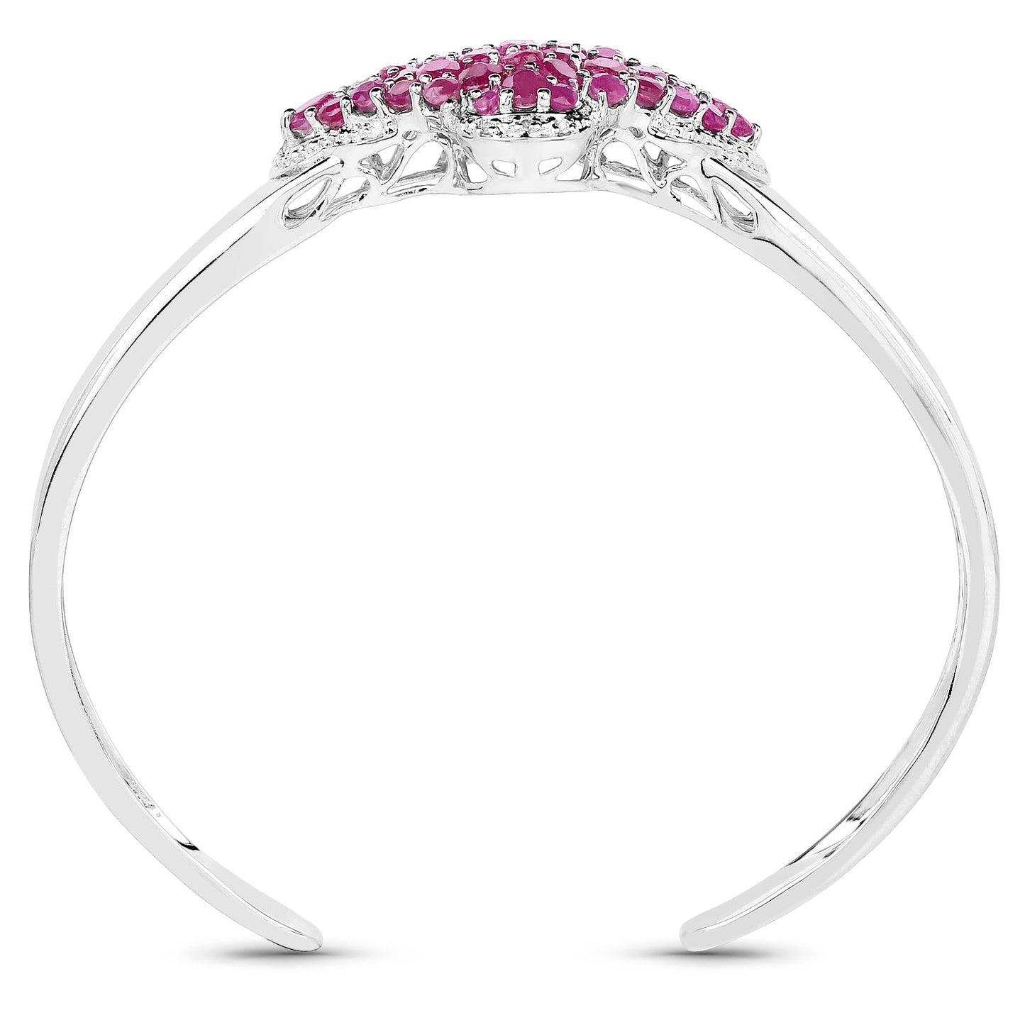Bracelet en argent sterling avec rubis et topaze blanche de 7,38 carats
