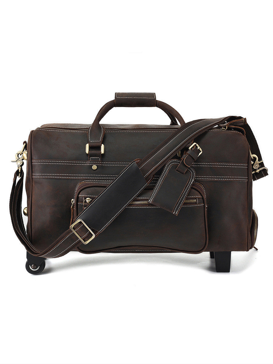 Bolsa de Viaje Portátil Retro de Cuero para Hombres