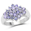 1.61 Carat Genuine Tanzanite Cluster Ring in Sterling Silver
