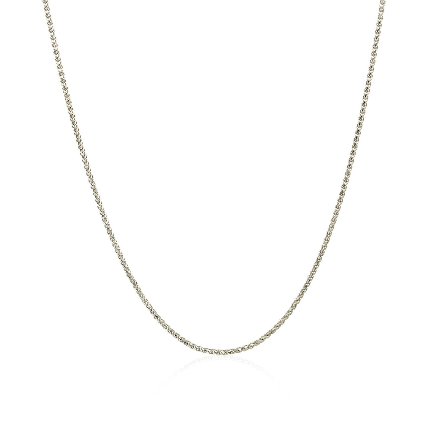 14k White Gold Diamond Cut Round Wheat Chain - 1.0mm