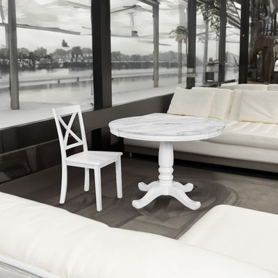Orisfur 5 Pieces Dining Table and Chairs Set for 4 Persons Kitchen Room Solid Wood Table with 4 Chairs MDF + White + Solid Wood - Korvel