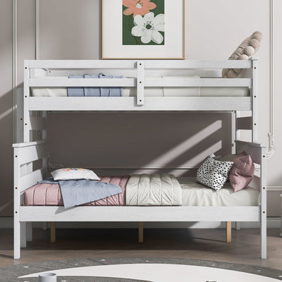 Wood Twin over Full Bunk Bed with Ladder White - Korvel