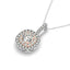 14k White and Rose Gold Cushion Shape Halo Diamond Pendant