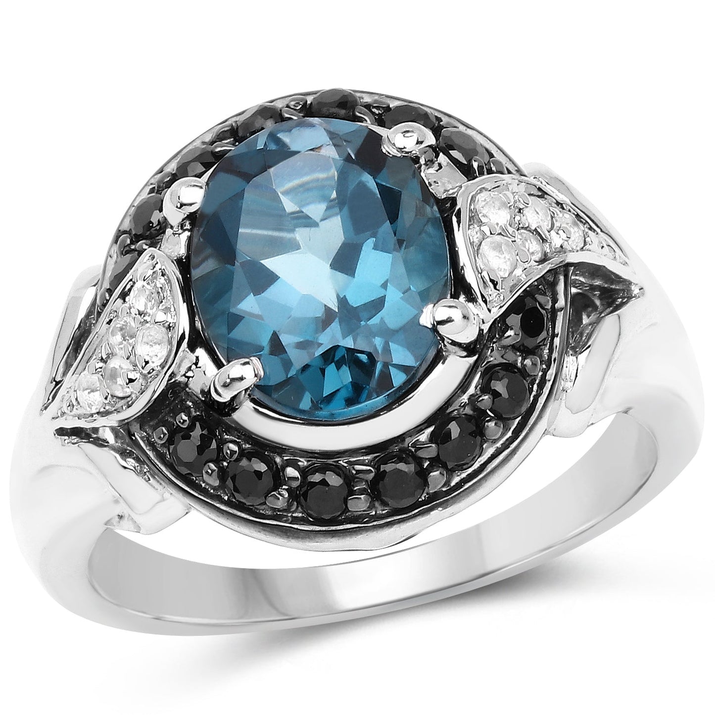 4.27 Carat London Blue Topaz & Spinel Sterling Silver Ring