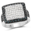 Bague en argent sterling avec diamants blancs et bleus de 0,64 carat