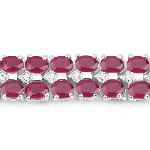 20.03 Carat Ruby and White Topaz Sterling Silver Bracelet