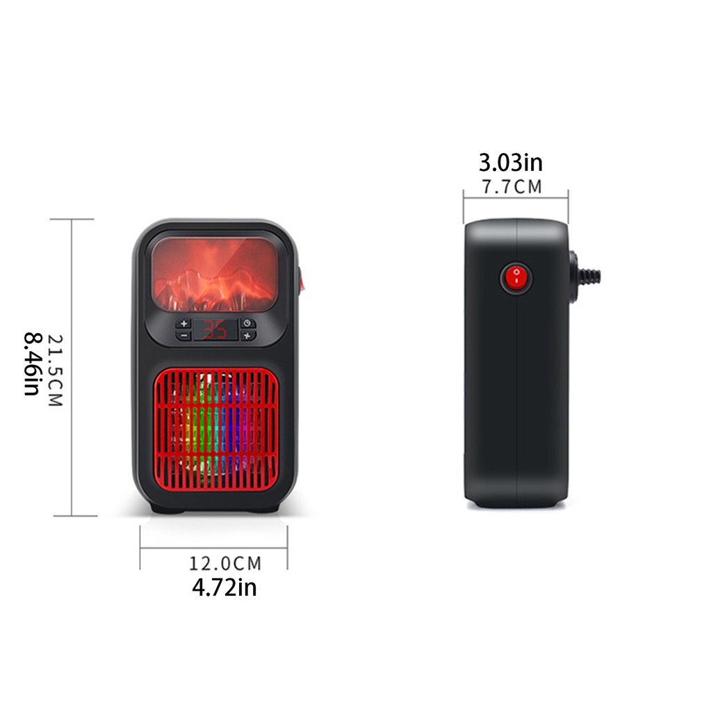 Compact 3D Simulation Flame Mini Heater