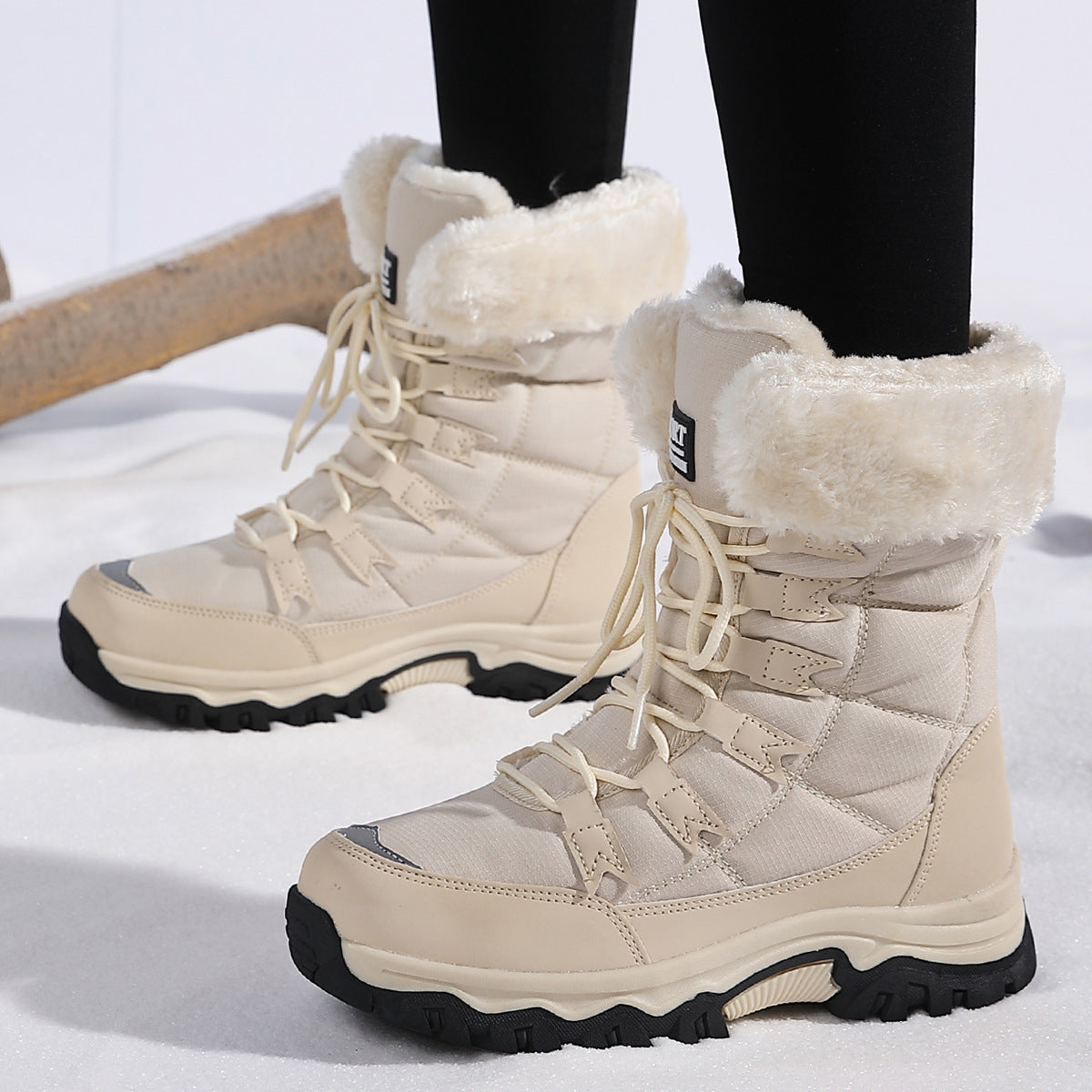 Bottes en Velours Chaud en Coton - Chaussures Rembourrées Hautes en Coton