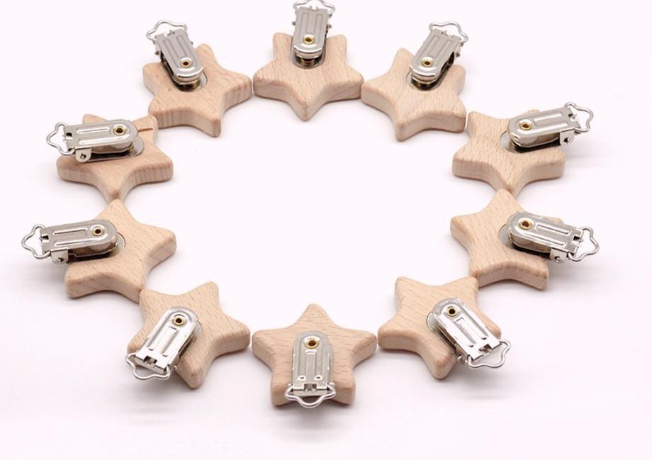 Premium Beech Wood Pacifier Clip - Cute Elephant & Heart Design