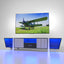 Console TV noire moderne avec rangement et éclairage LED