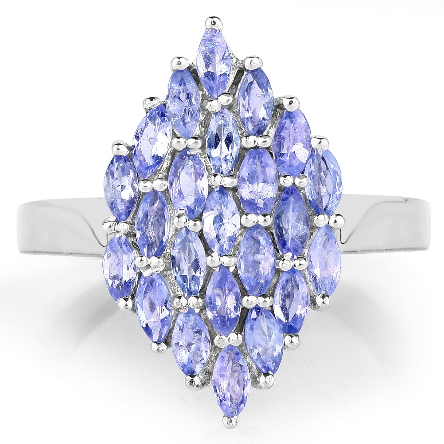 1.84 Carat Genuine Tanzanite Sterling Silver Engagement Ring