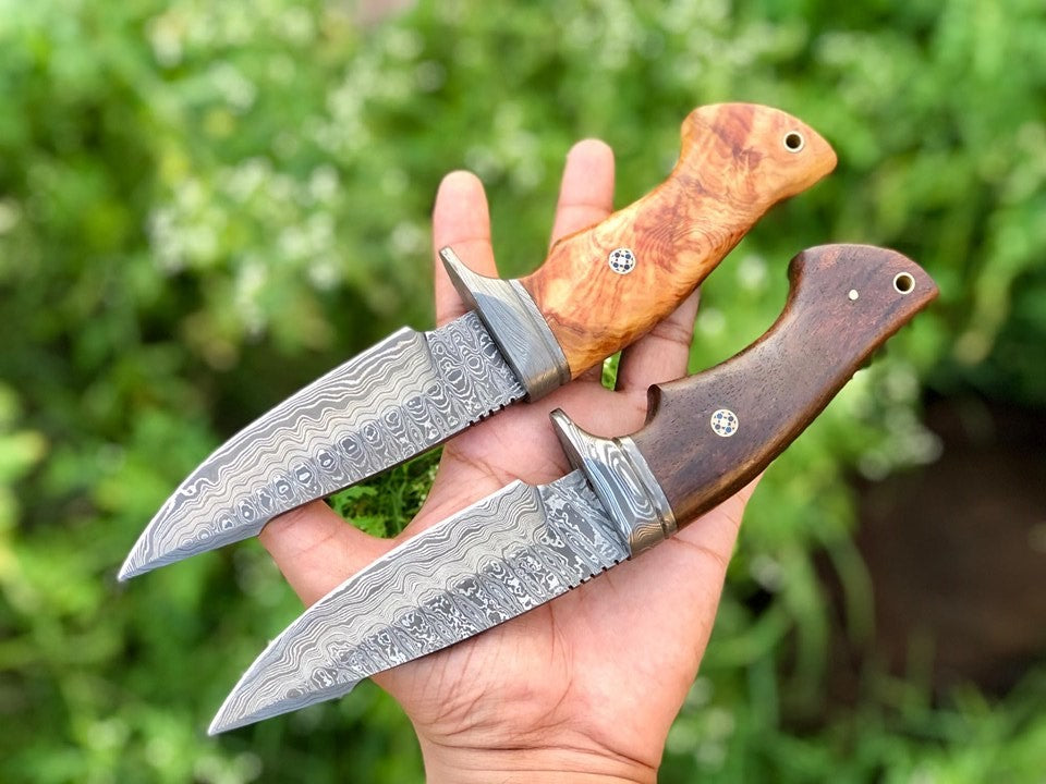 Premium Set of 2 Damascus Steel Hunting Knives - Korvel