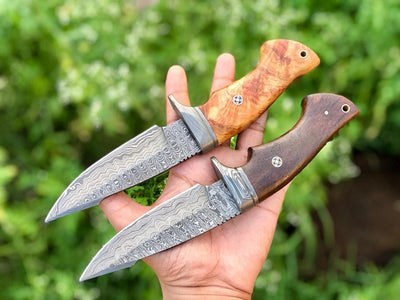 Premium Set of 2 Damascus Steel Hunting Knives - Korvel