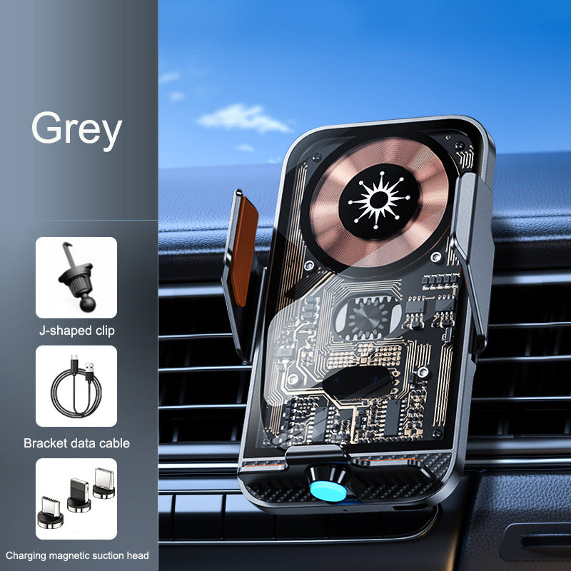 C11 car holder wireless phone charger infrared induction opening and closing navigation punk style transparent phone holder - Korvel