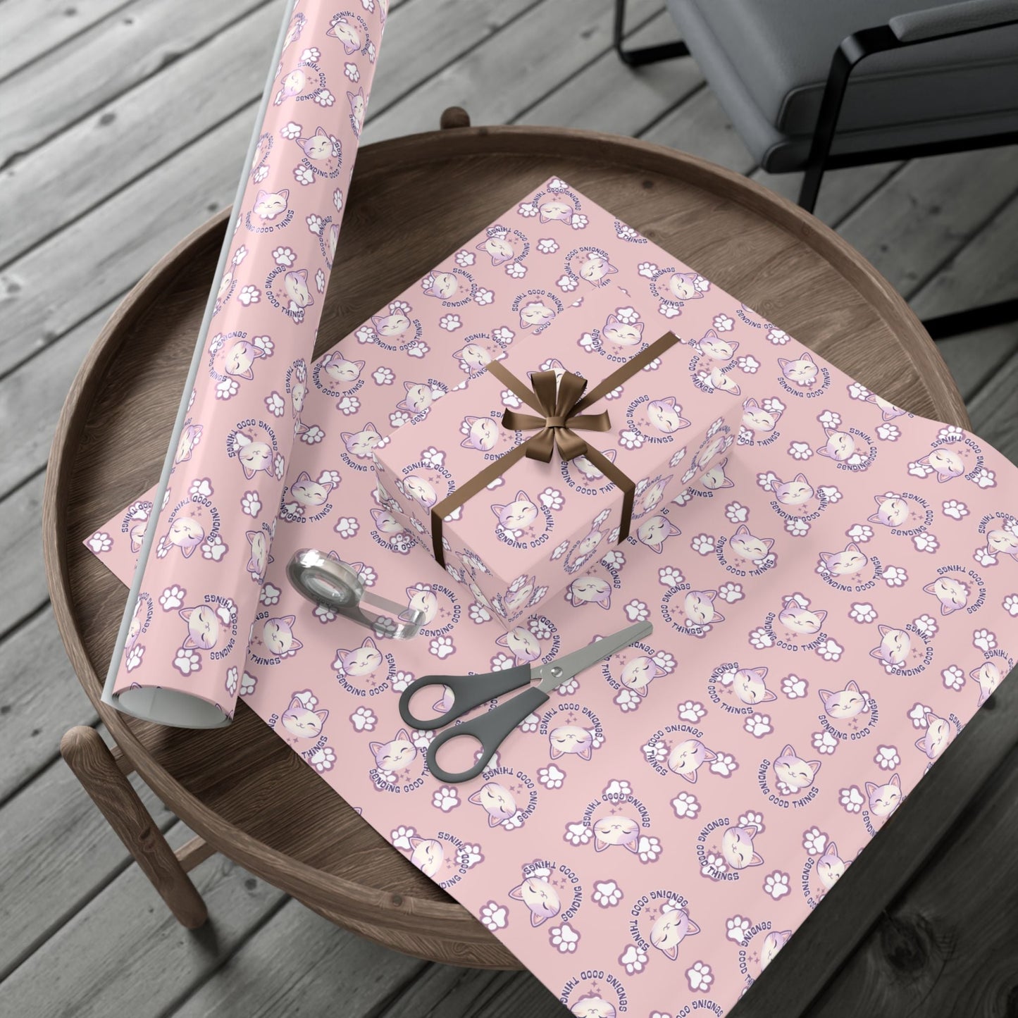 Smiling Cat Pattern Gift Wrap - All-Purpose Wrapping Paper