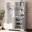 Multi-functional Hall Tree with Storage Shelves Drawers Cabinet Elegant Hallway Shoe Cabinet with Bench Modern Coat Rack White - Korvel