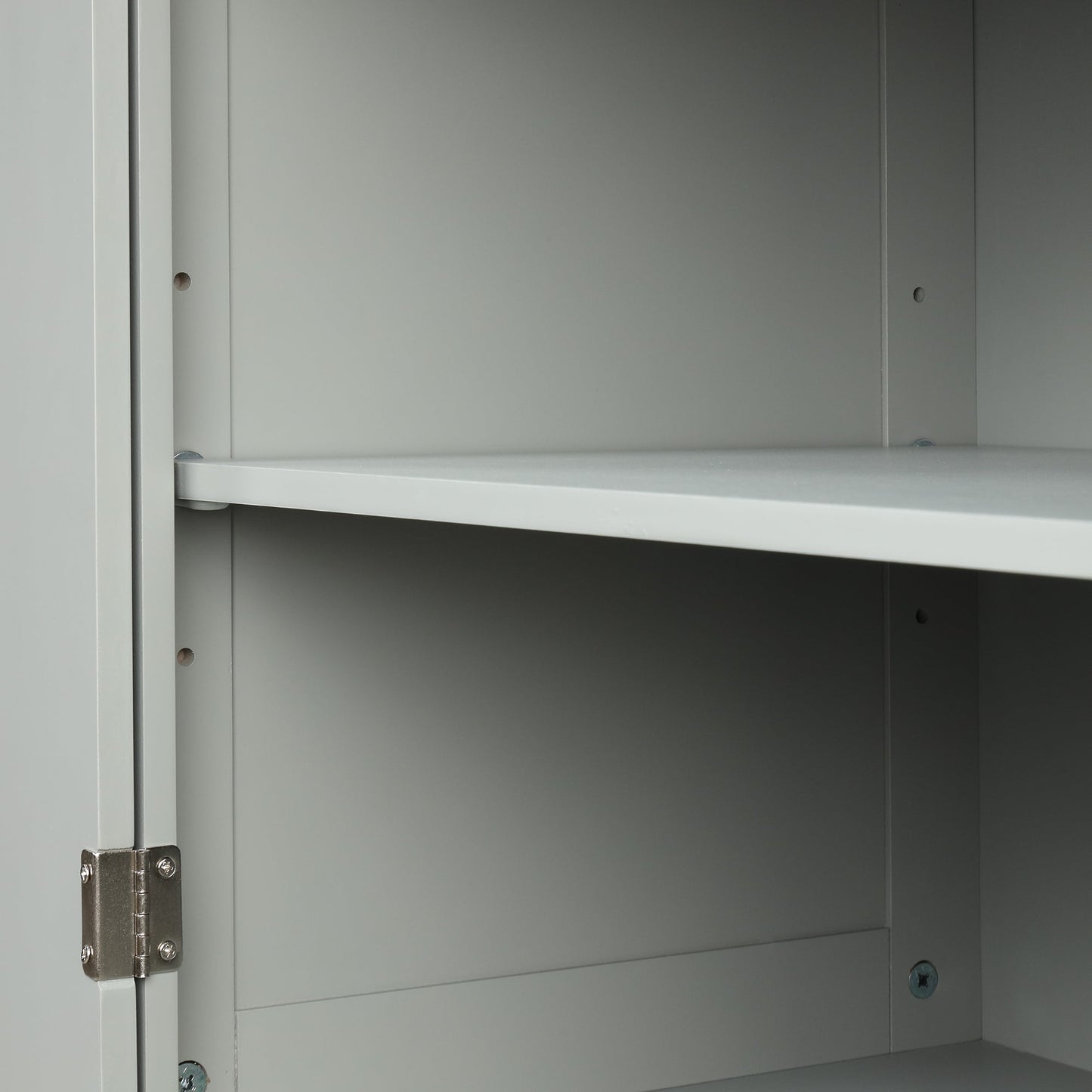 Tall Bathroom Storage Cabinet, Freestanding Storage Cabinet with Two Drawers and Adjustable Shelf, MDF Board , Grey - Korvel