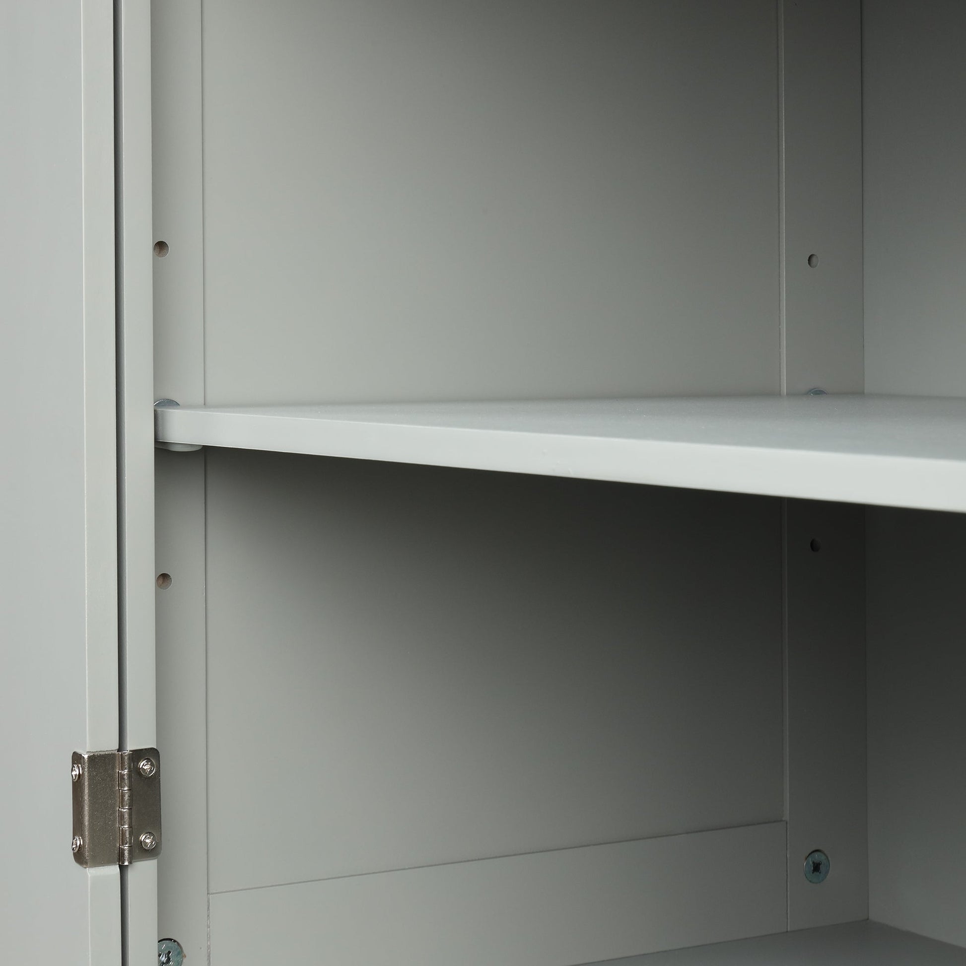 Tall Bathroom Storage Cabinet, Freestanding Storage Cabinet with Two Drawers and Adjustable Shelf, MDF Board , Grey - Korvel