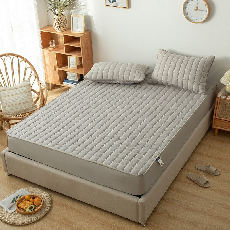 Waterproof Bed Linen with Elastic Bands Fitted Sheet Home Winter Solid Color Mattress Cover - Korvel