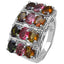 3.72 Carat Multi Tourmaline Cluster Ring in Sterling Silver