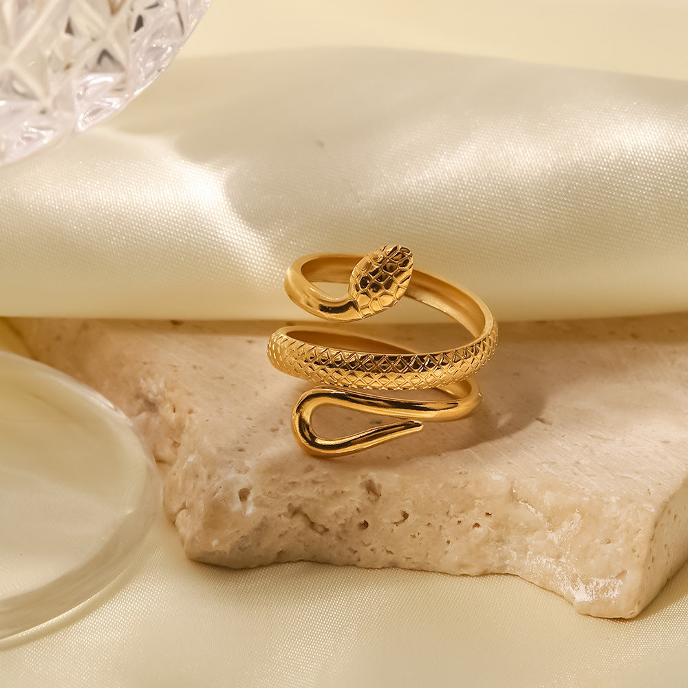 Retro style ring snake shaped ring women's ring fashionable temperament bracelet - Korvel