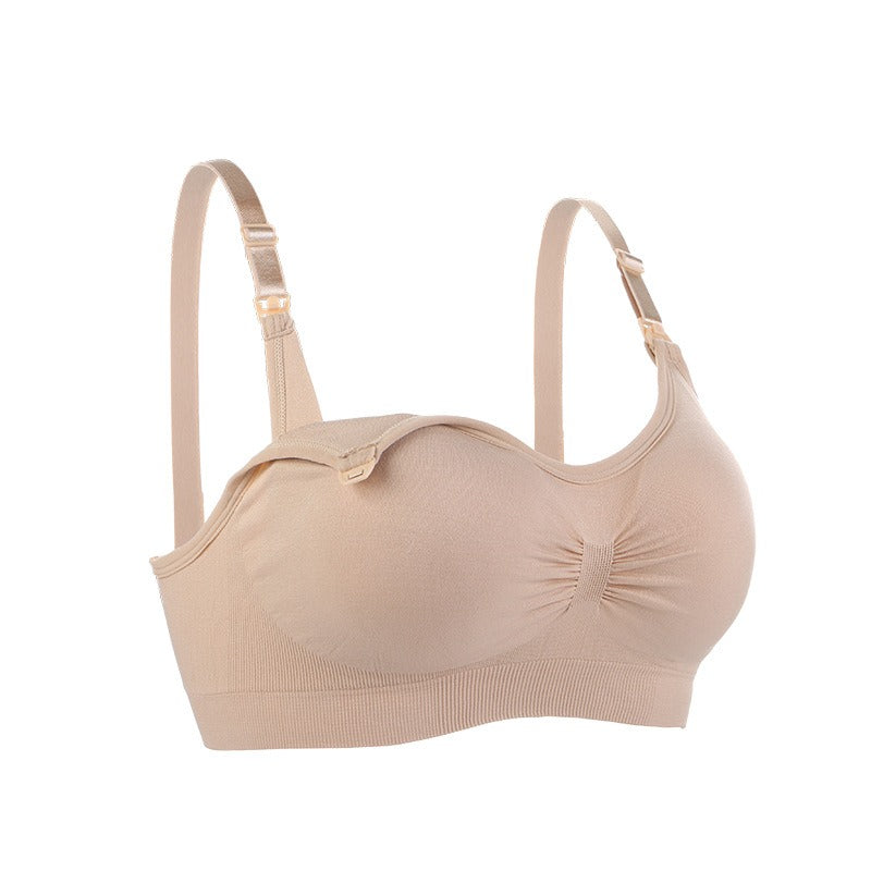 Pregnant Women Without Steel Ring Front Open Buckle Plus Size Seamless Breastfeeding Bra Adjustment Type Gathering Bra Underwear - Korvel