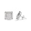 Pendientes de diamantes halo princesa de oro blanco de 10 quilates