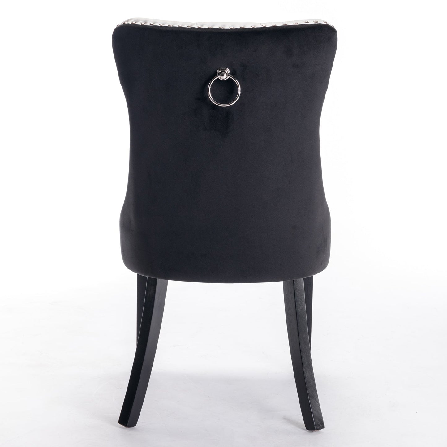 Tufted Solid Wood Dining Chairs - 2-Piece Set in White and Black