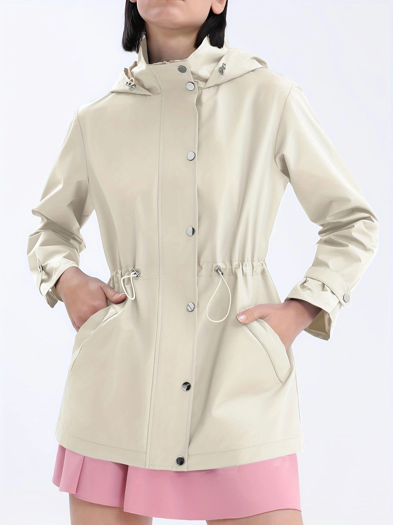 Women's Waterproof Slim Trench Coat - Windproof Shell Jacket