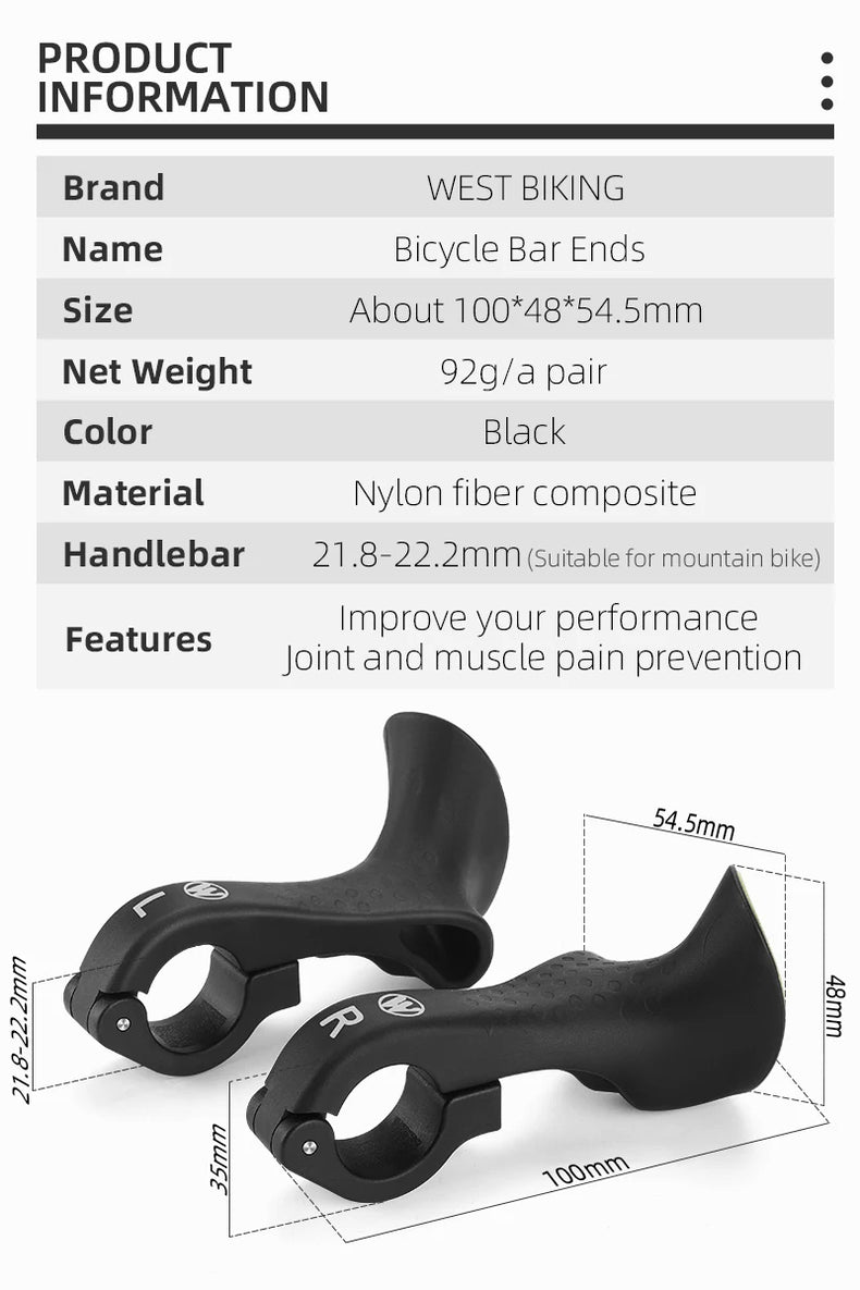 Ergonomic Design MTB Bicycle Road Gravel Mountain Bike Handlebar Bar Ends Gravel Bike Accessories Bike Grips - Korvel