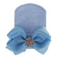 Chapeau en tricot rayé rose scintillant pour bébé avec un grand nœud