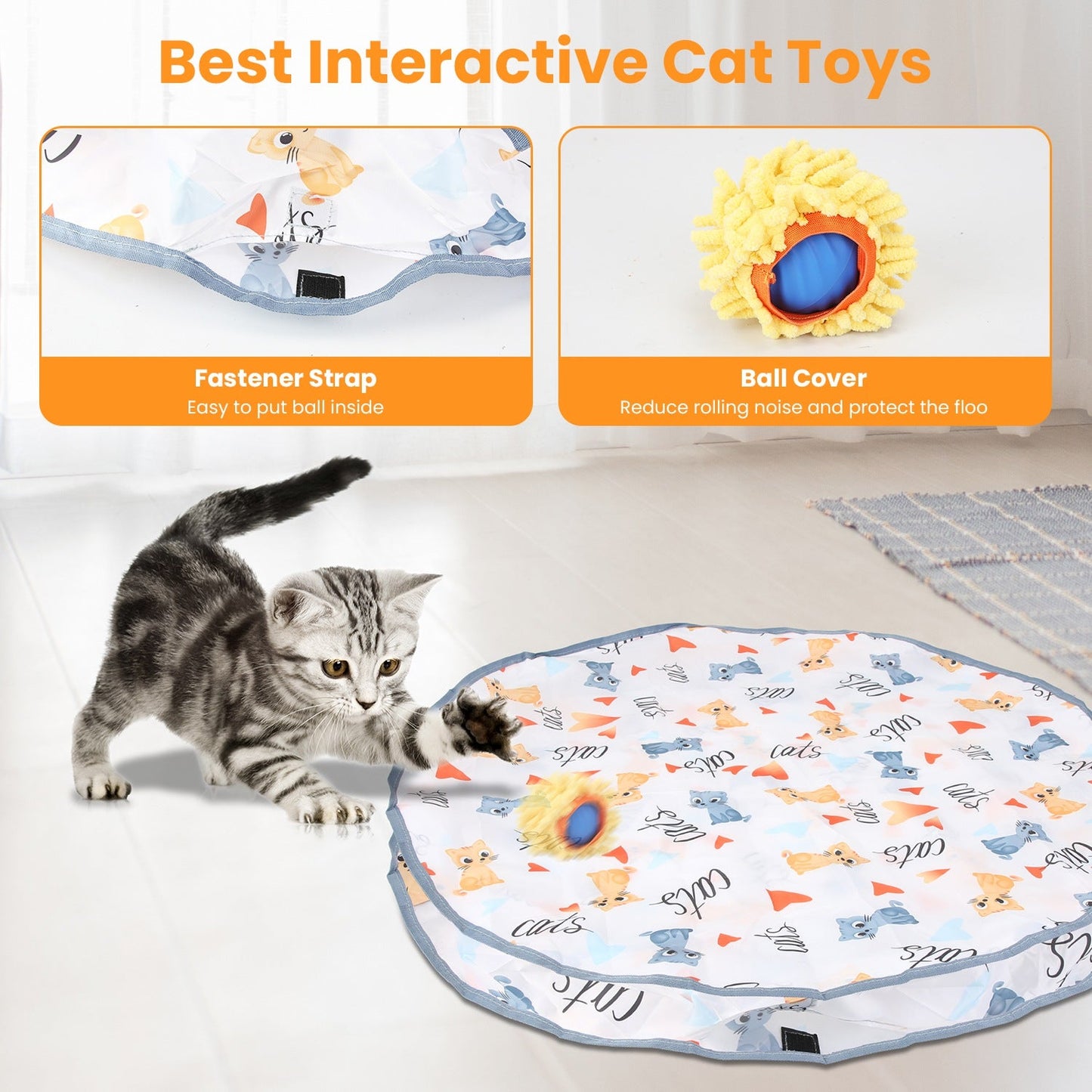 Balle de Jouet Interactive Rechargeable pour Chats d'Intérieur