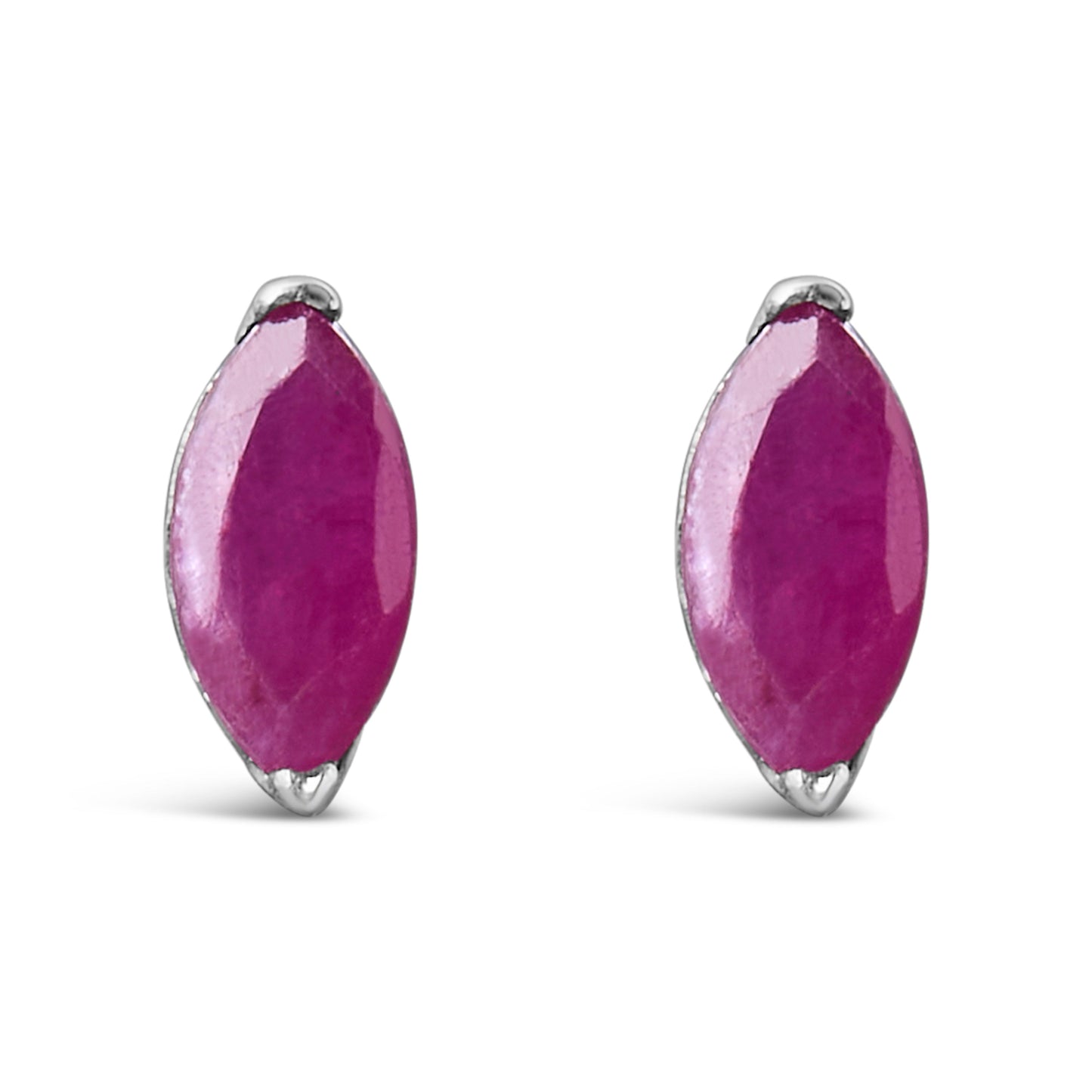.925 Sterling Silver Created Pink Ruby Solitaire Stud Earrings