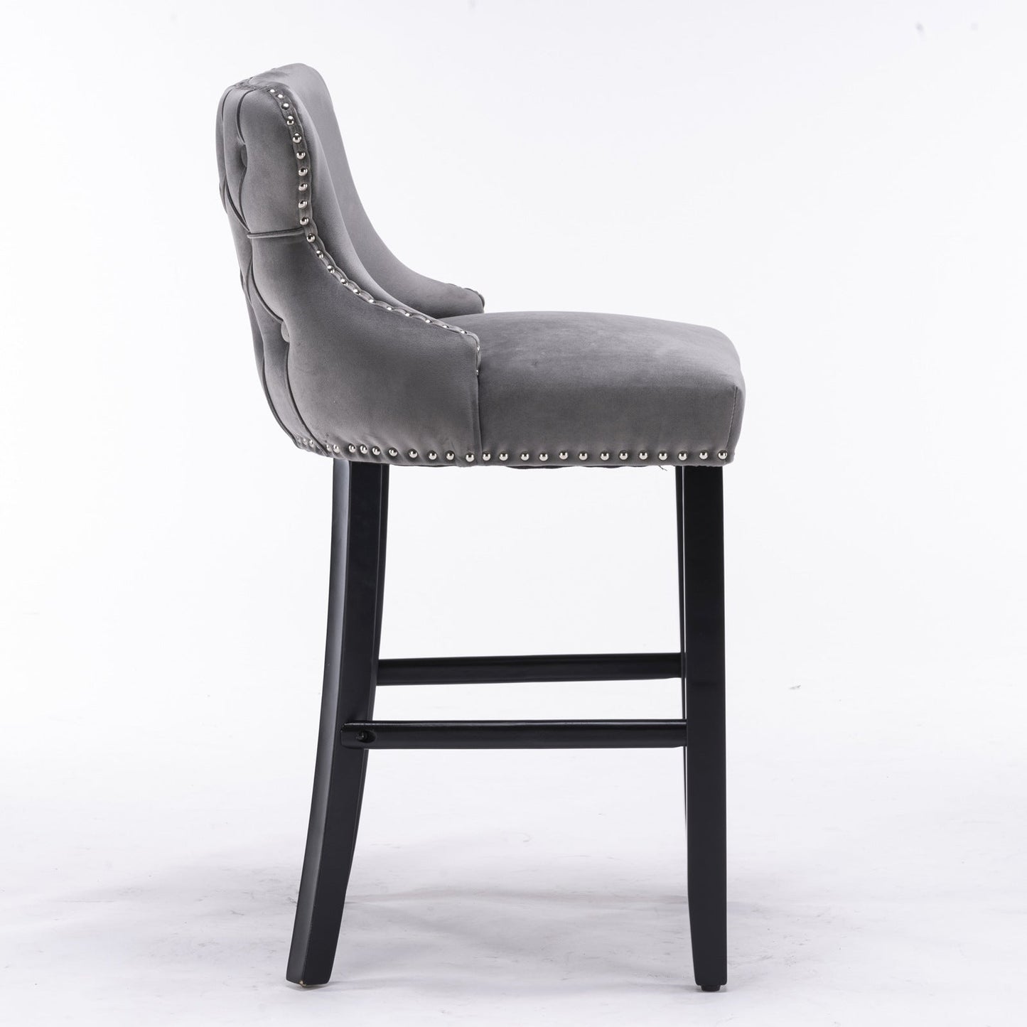 Conjunto de Taburetes de Barrotes de Terciopelo Contemporáneo - Gris
