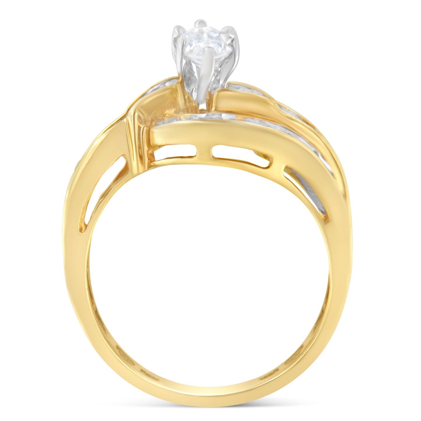 14KT Two-Toned Gold Diamond Bypass Engagement Ring