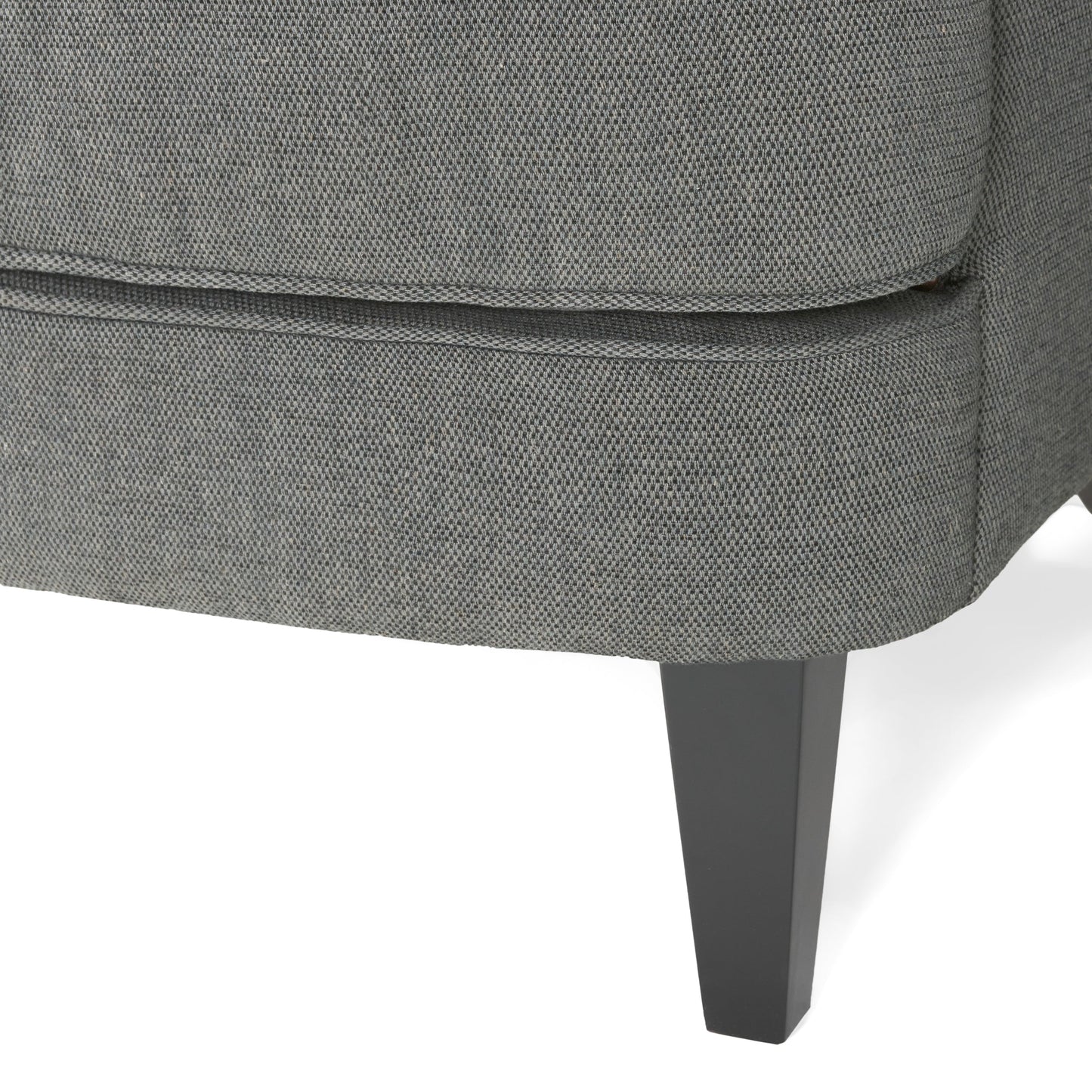 Modern grey fabric club chair and Ottoman set, stylish cushioned armchair, paired with Ottoman style - Korvel