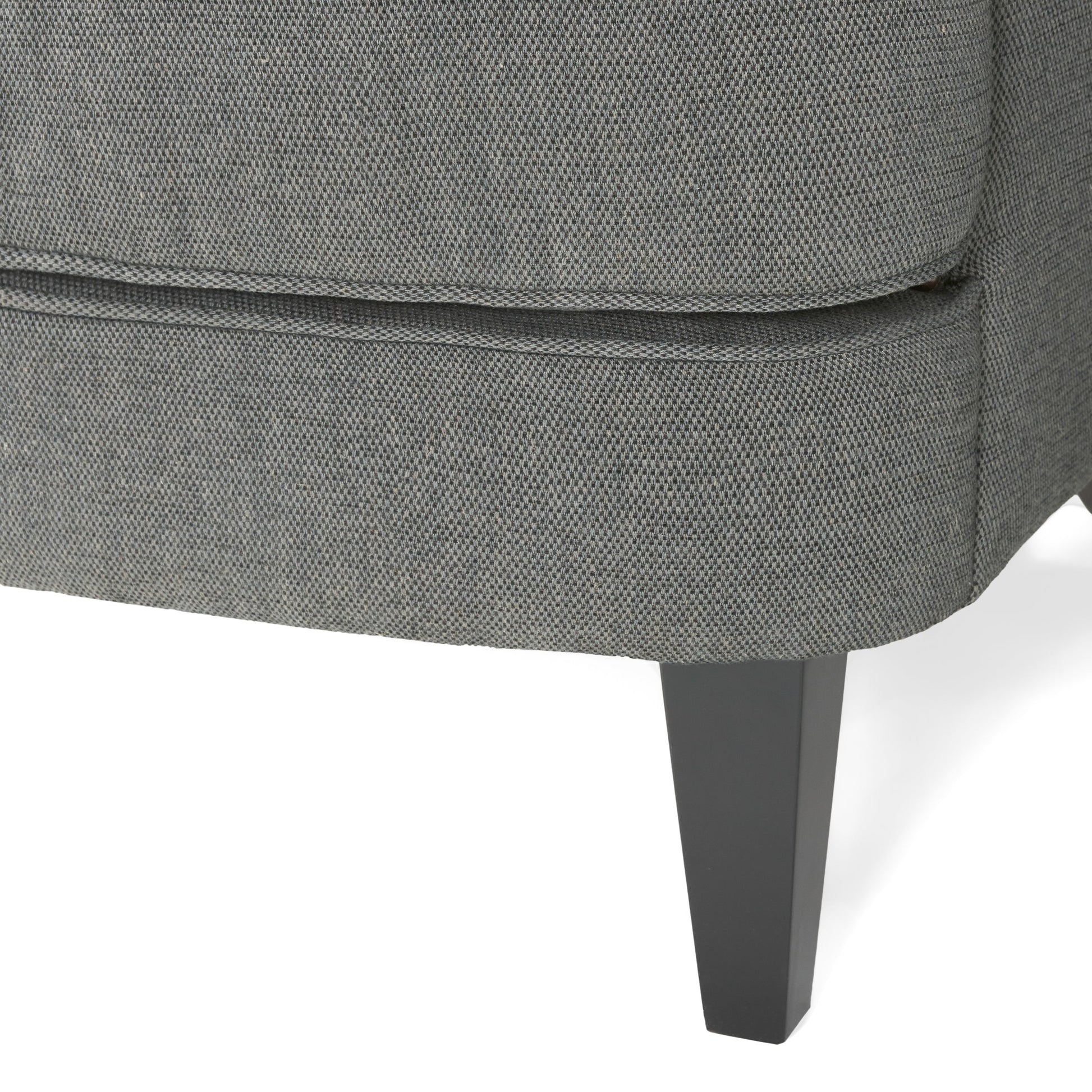 Modern grey fabric club chair and Ottoman set, stylish cushioned armchair, paired with Ottoman style - Korvel