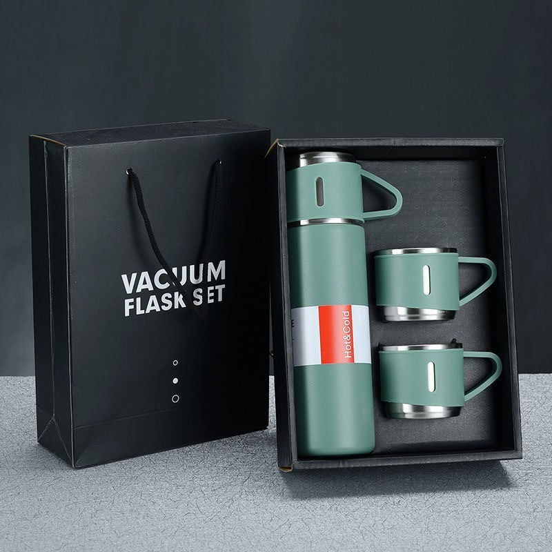A cup of three-lid thermos cup portable fashion gift box set stainless steel cup - Korvel