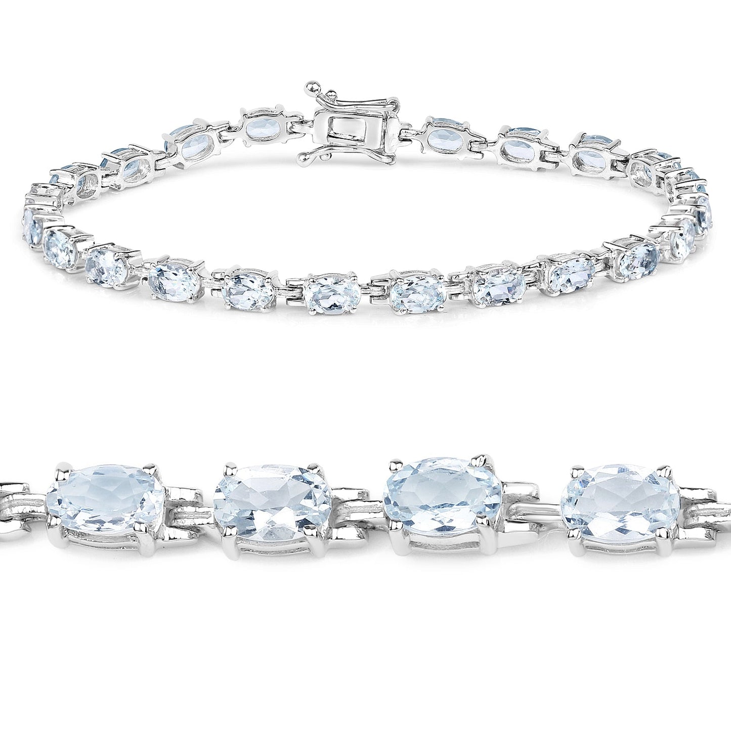 Pulsera de plata esterlina con aguamarina genuina de 8.80 quilates