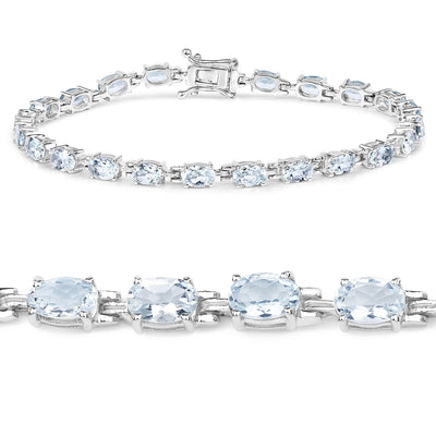 Bracelet en argent sterling avec aquamarine véritable de 8,80 carats
