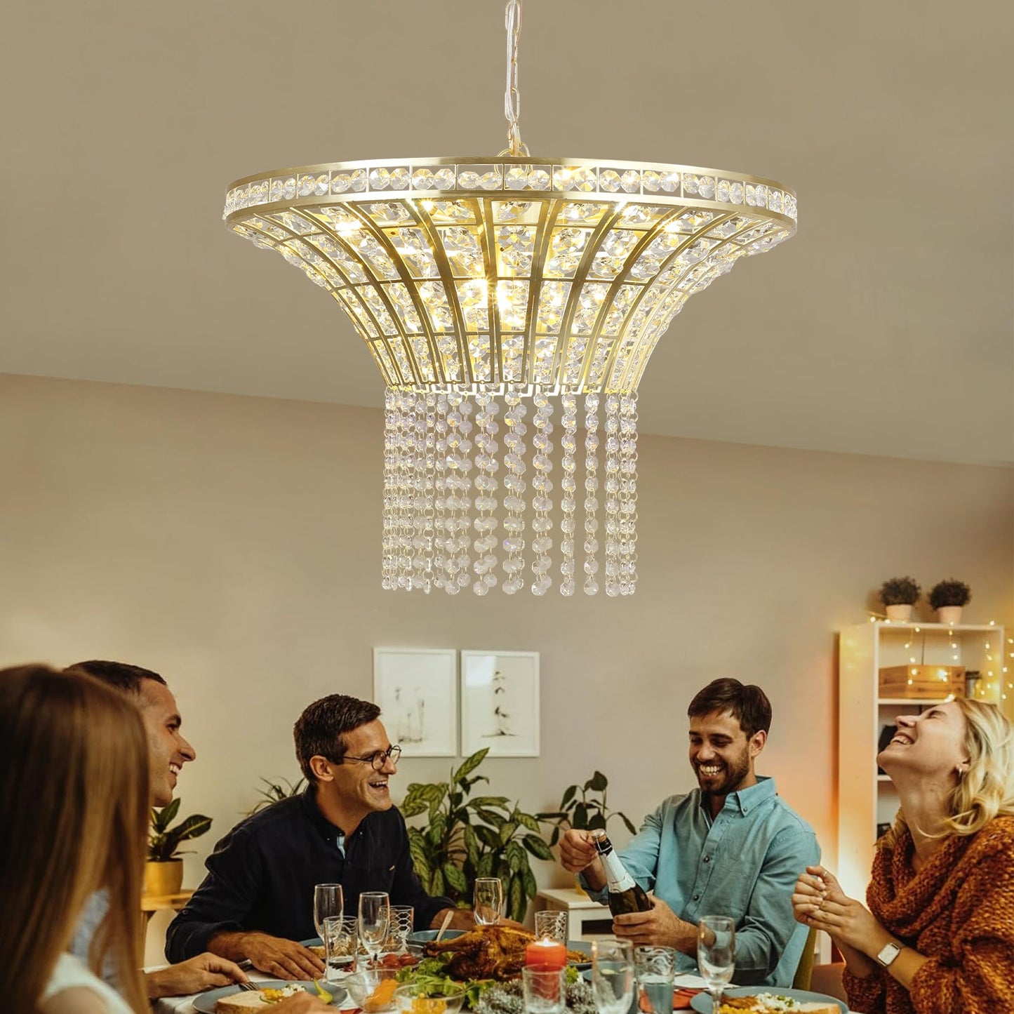 8-Light 23.6" Wide Crystal Waterfall Chandelier - Korvel