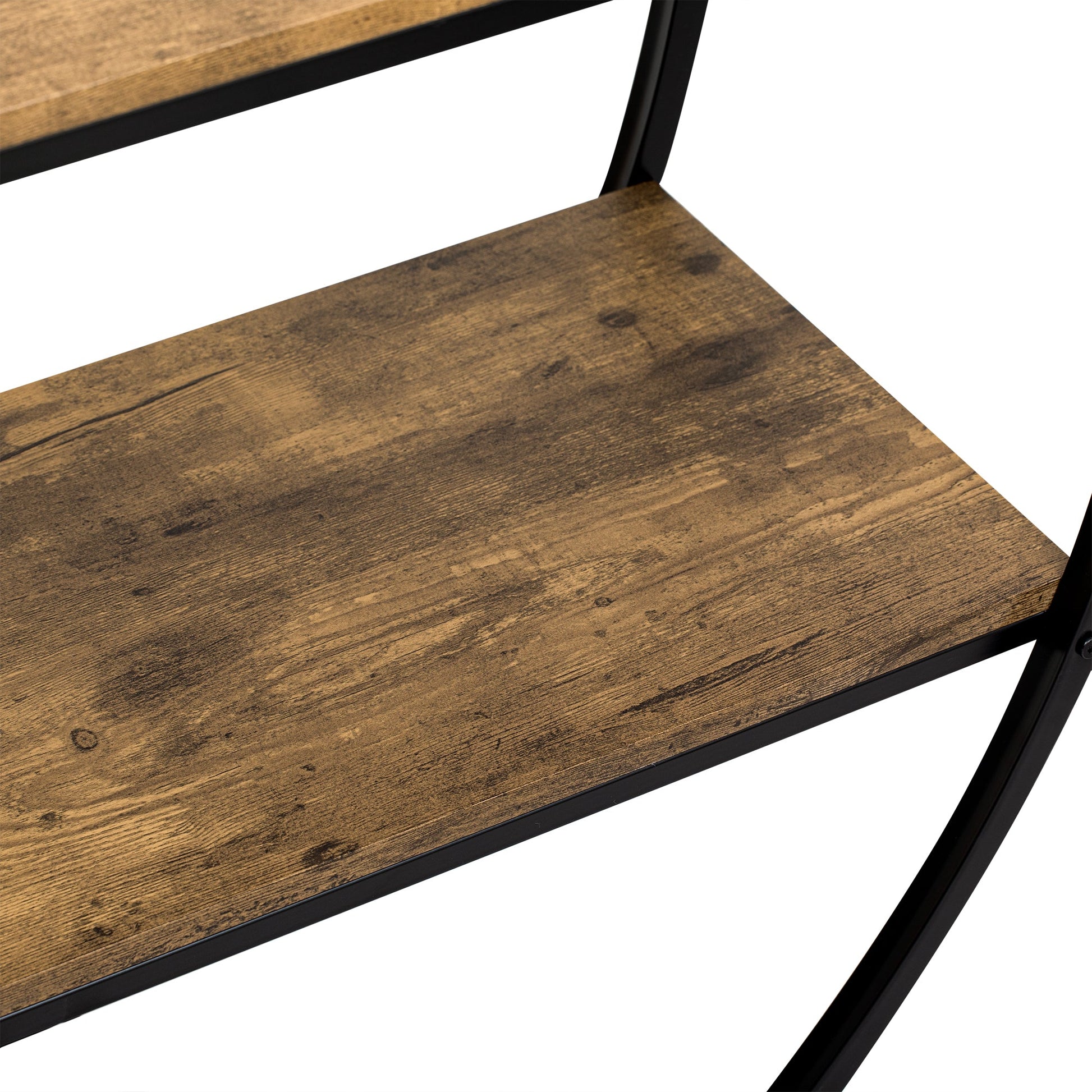 TREXM Rustic Industrial Design Demilune Shape Textured Metal Distressed Wood Console Table (Distressed Brown) - Korvel