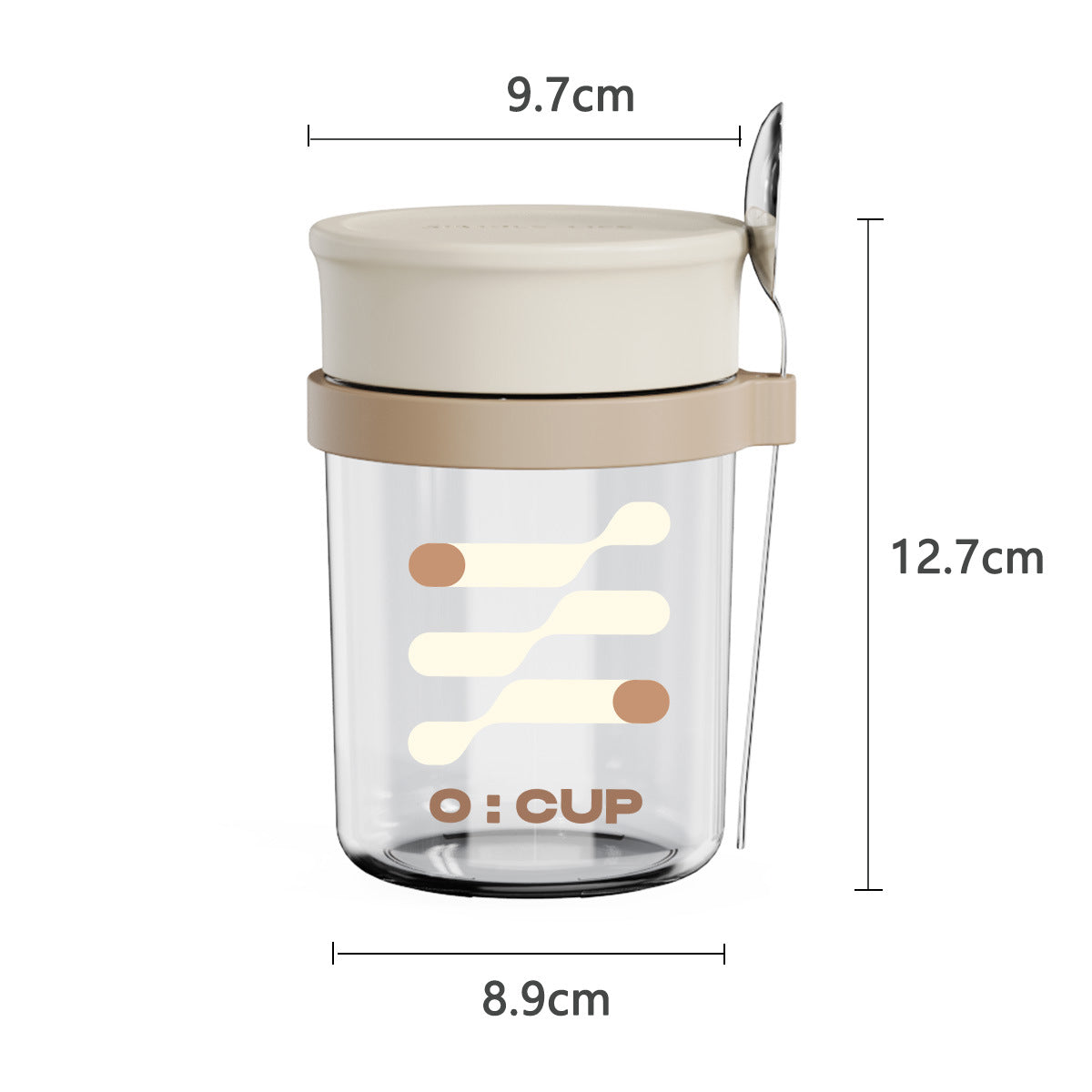 Tasse à petit-déjeuner en verre élégant avec cuillère