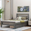 Wood platform bed with two drawers  twin (gray) - Korvel